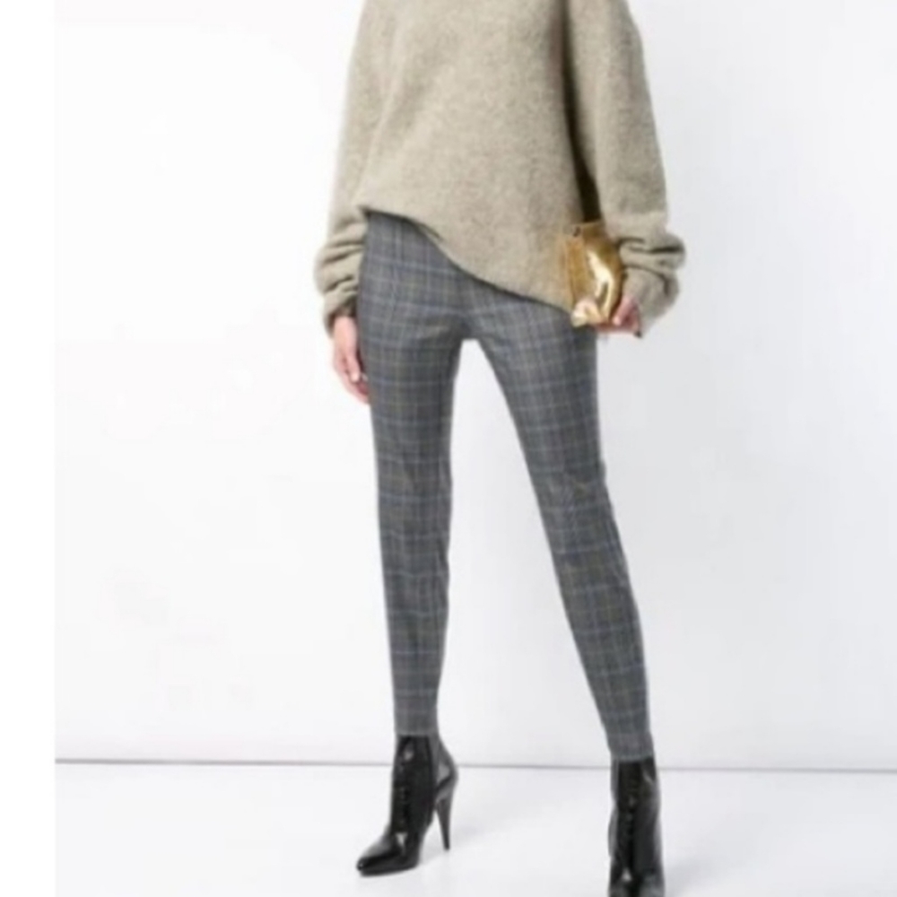 Rag & Bone Simone High Rise Plaid Tailored Skinny Pants Gray Multi Size 2